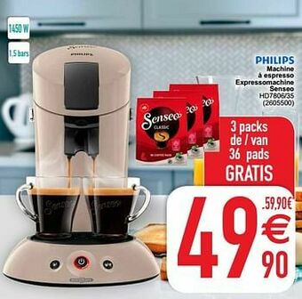 Cora Philips machine à espresso expressomachine senseo hd7806-35 aanbieding