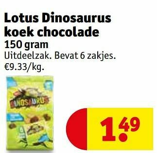 Kruidvat Lotus dinosaurus koek chocolade aanbieding