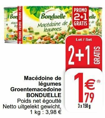 Cora Macédoine de légumes groentemacedoine bonduelle aanbieding
