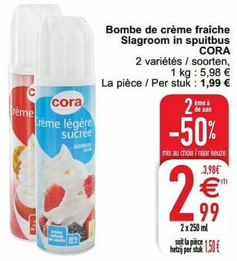 Cora Bombe de crème fraîche slagroom in spuitbus cora aanbieding