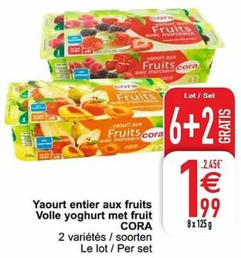 Yaourt entier aux fruits volle yoghurt met fruit cora