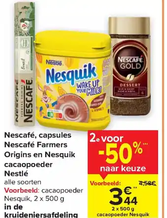 Nescafé, Capsules Nescafé Farmers Origins en Nesquik Cacaopoeder Nestle Alle Soorten 2 x 500g