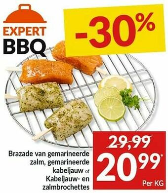 Intermarché Brazade van gemarineerde zalm, gemarineerde kabeljauw of kabeljauw- en zalmbrochettes aanbieding