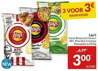 Intermarché Lay`s iconic restaurant flavours kfc, pizza hut of subway aanbieding