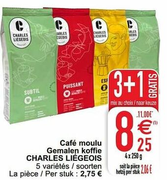 Café moulu gemalen koffie charles liégeois
