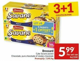 Brossard cake savane pocket chocolade, pure chocolade of stukjes chocolade