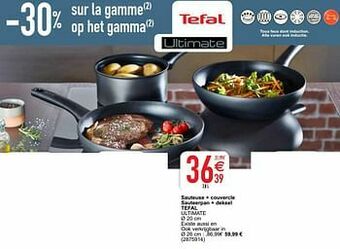 Cora Sauteuse + couvercle sauteerpan + deksel tefal ultimate aanbieding