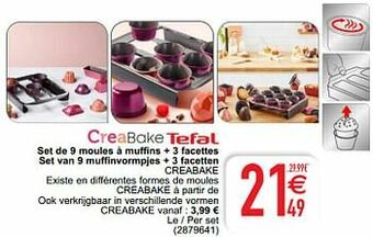 Set de 9 moules à muffins + 3 facettes set van 9 muffinvormpjes + 3 facetten creabake