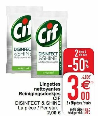 Lingettes nettoyantes reinigingsdoekjes cif disinfect + shine