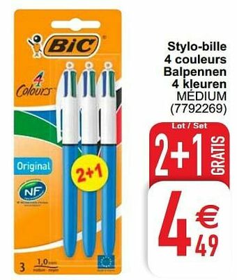Stylo-bille 4 couleurs balpennen 4 kleuren médium