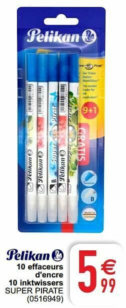 Cora 10 effaceurs d`encre 10 inktwissers super pirate aanbieding