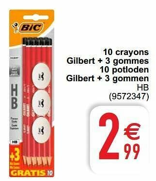 Cora 10 crayons gilbert + 3 gommes 10 potloden gilbert + 3 gommen hb aanbieding