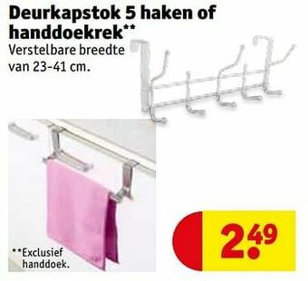 Deurkapstok 5 haken of handdoekrek