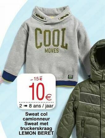 Cora Sweat col camionneur sweat met truckerskraag lemon beret aanbieding
