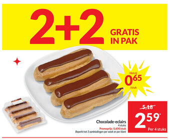Chocolade-eclairs per 4 stuks
