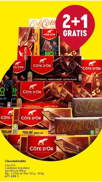 Delhaize Chocoladetablet côte d’or aanbieding