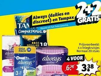 Kruidvat Inlegkruisjes normaal aanbieding