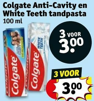 Kruidvat Colgate anti-cavity en white teeth tandpasta aanbieding