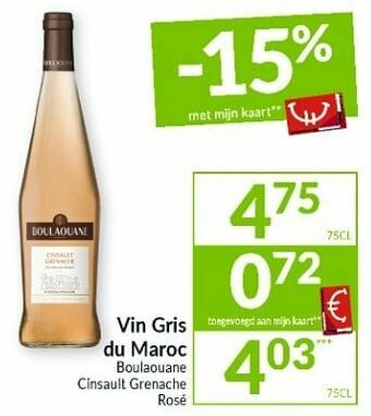 Intermarché Vin gris du maroc boulaouane cinsault grenac he rosé aanbieding