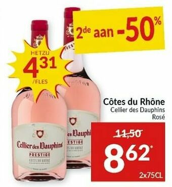 Intermarché Côtes du rhône cellier des dauphins rosé aanbieding