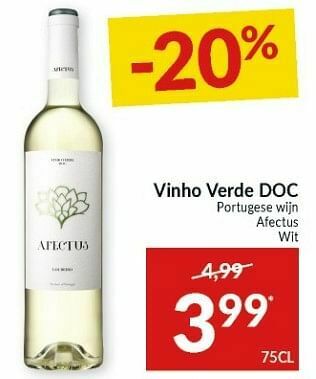 Intermarché Vinho verde doc portugese wijn afectus wit aanbieding