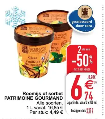 Cora Patrimoine Gourmand Roomijs of sorbet aanbieding