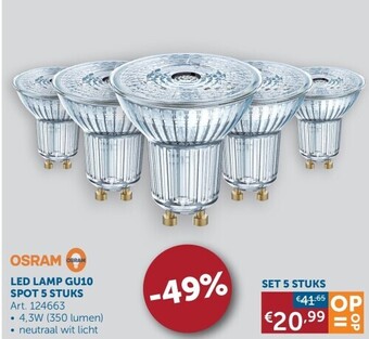 Zelfbouwmarkt Led lamp gu10 spot 5 stuks aanbieding