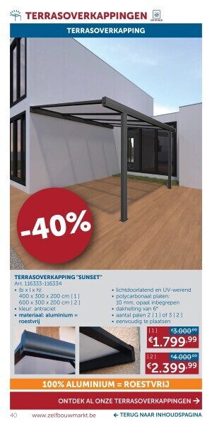 Zelfbouwmarkt Terrasoverkapping sunset aanbieding