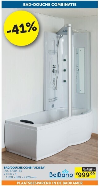 Zelfbouwmarkt Bad/douche combi “alyssa” aanbieding