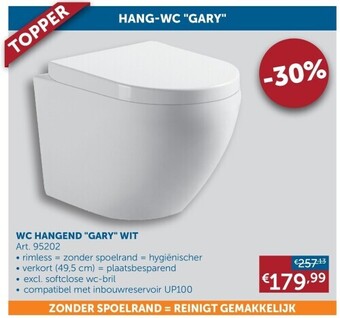 Zelfbouwmarkt Wc hangend gary wit aanbieding