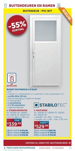 Zelfbouwmarkt Budget buitendeur 1/3 glas aanbieding