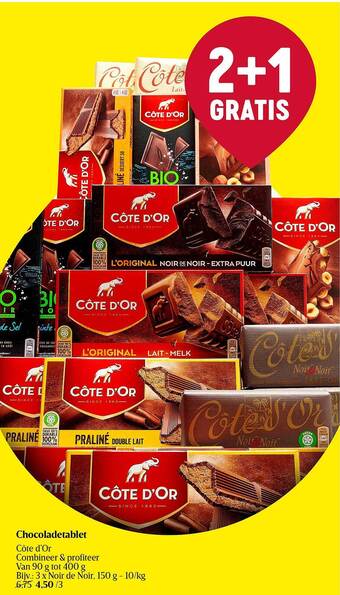 Delhaize Chocoladetablet côte d'or aanbieding