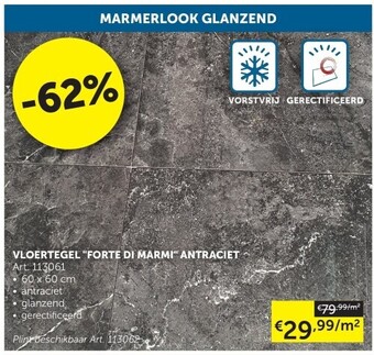 Zelfbouwmarkt Vloertegel forte di marmi antraciet aanbieding