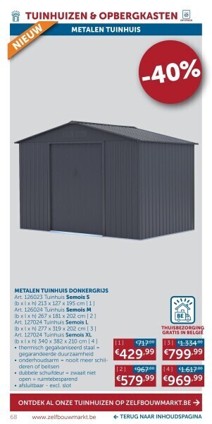 Zelfbouwmarkt Metalen tuinhuis donkergrijs aanbieding