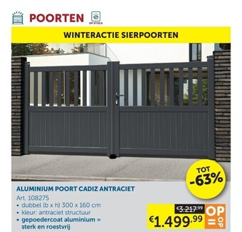 Zelfbouwmarkt Aluminium poort cadiz antraciet aanbieding