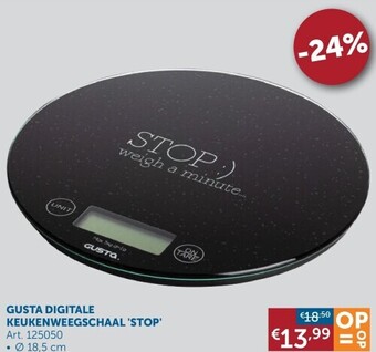 Gusta digitale keukenweegschaal 'stop'