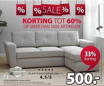 Jysk Vejlby bedbank met chaise longue aanbieding