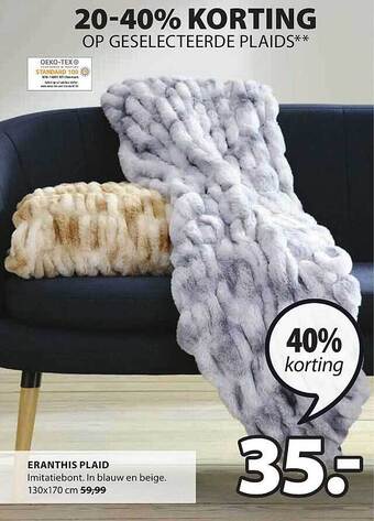 Jysk Eranthis plaid aanbieding