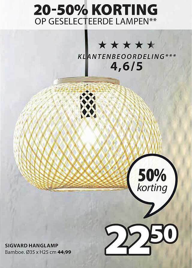 Sigvard hanglamp promotie bij Jysk