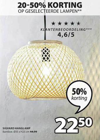 Jysk Sigvard hanglamp aanbieding