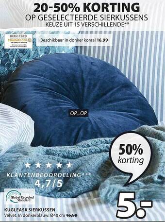 Jysk Kugleask sierkussen aanbieding