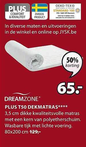 Jysk Plus t50 dekmatras aanbieding