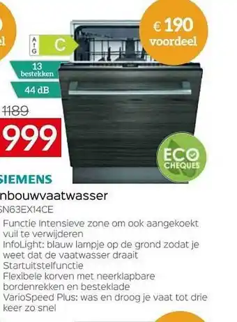Siemens inbouwvaatwasser