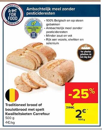 Carrefour Market Traditioneel brood of boulotbrood met spelt aanbieding