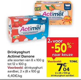 Carrefour Market Drinkyoghurt actimel danone aanbieding