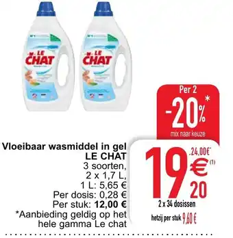 Cora Le Chat Vloeibaar wasmiddel in gel aanbieding