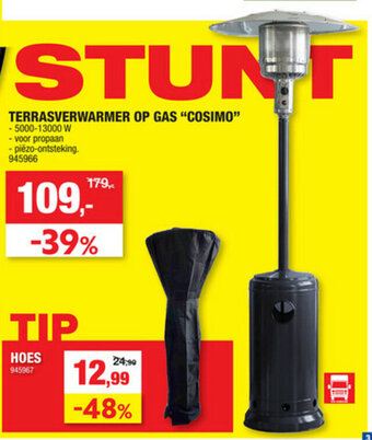 Hubo Terrasverwarmer op Gas Cosimo aanbieding