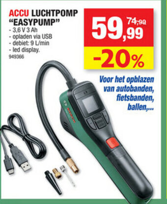 Hubo Accu Luchtpomp Easypump aanbieding