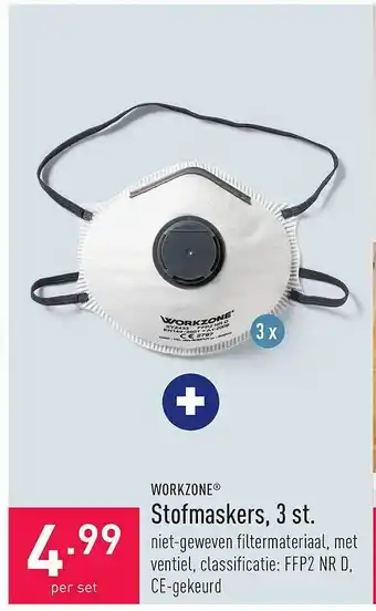 ALDI Workzone stofmaskers, 3 st. aanbieding