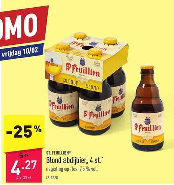 ALDI St feuillien blond abdijbier, 4 st aanbieding